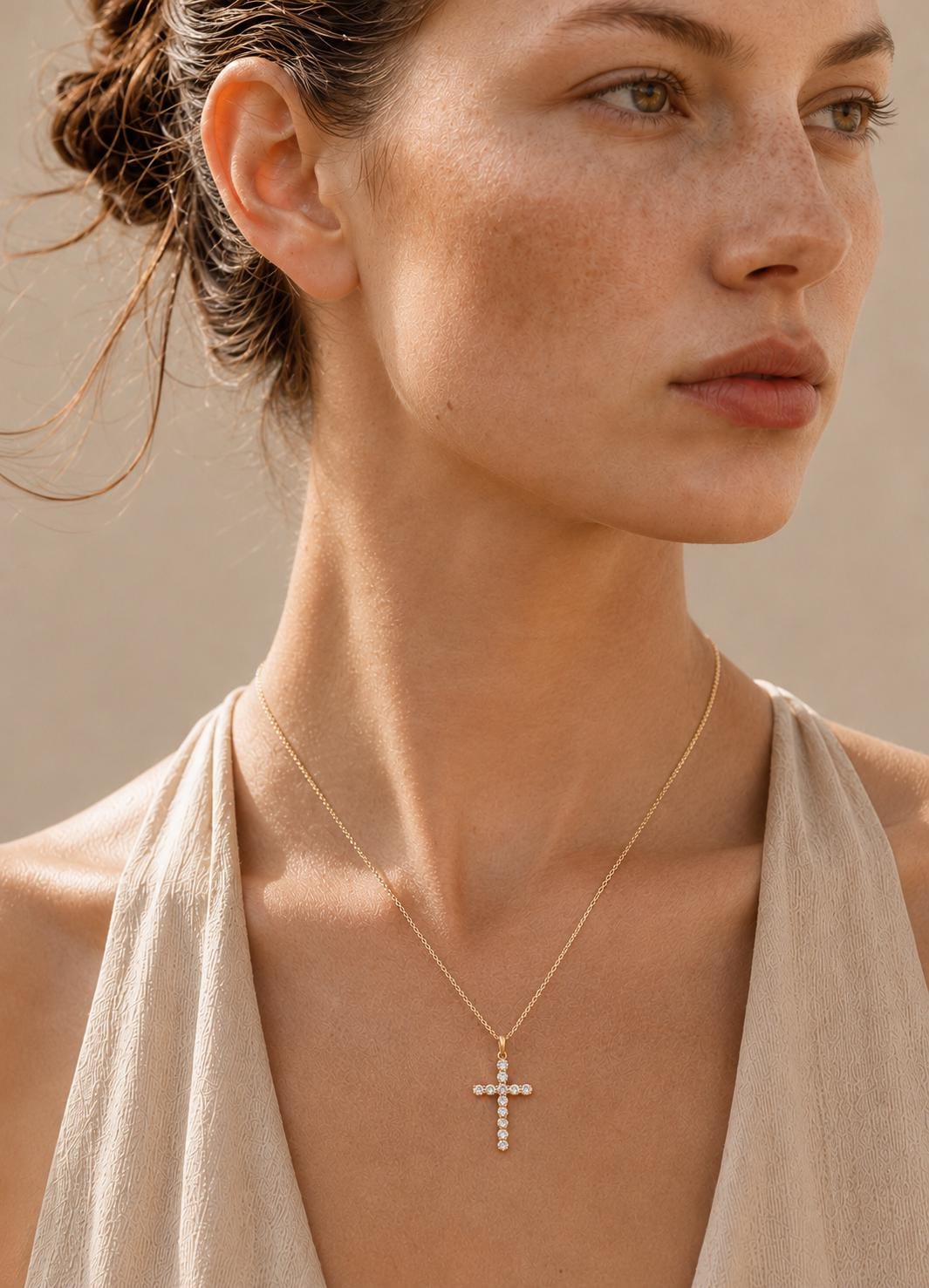 Dainty Gold Plated Stainless Steel Cross Necklace