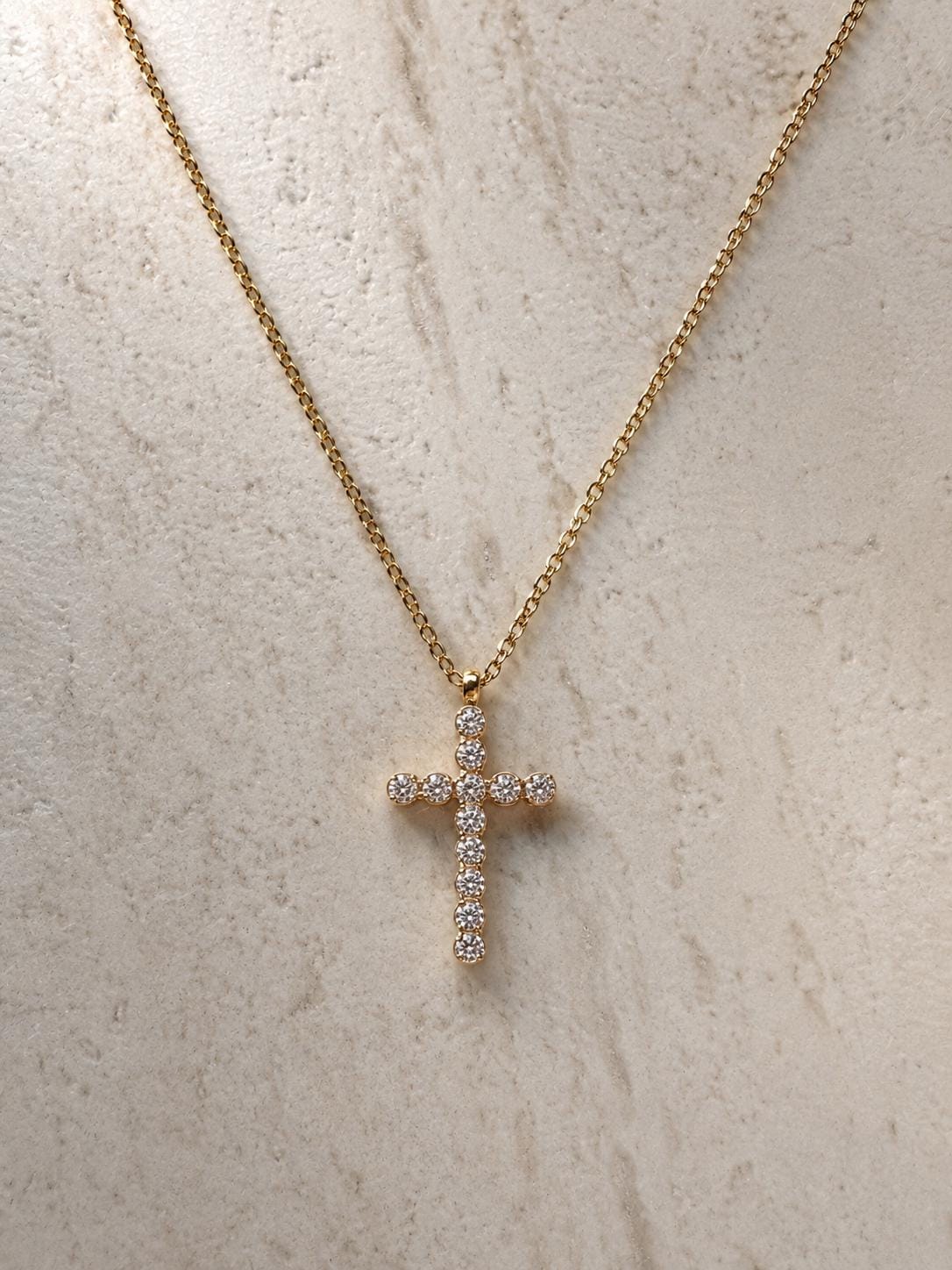 Dainty Gold Plated Stainless Steel Cross Necklace