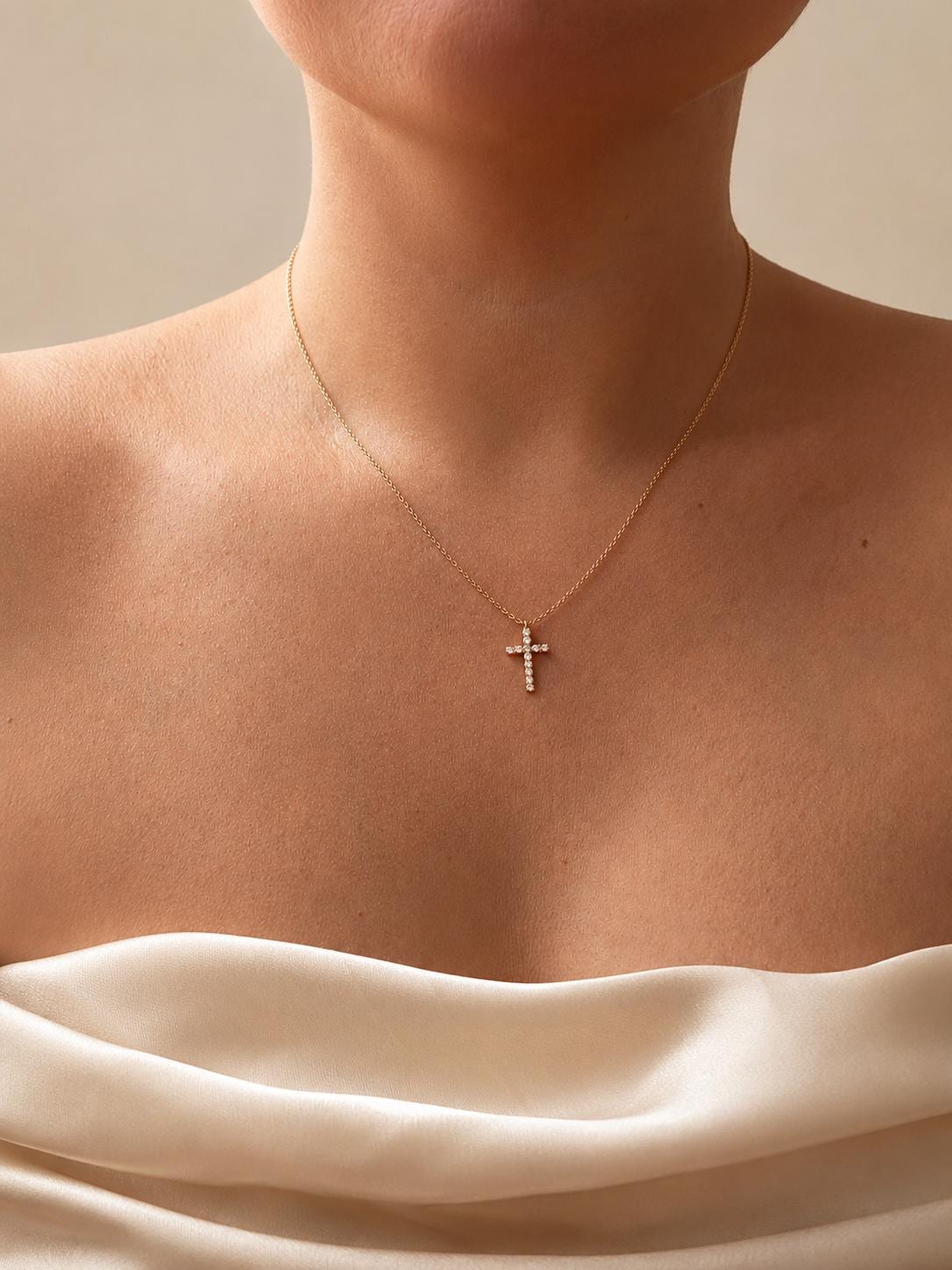 Dainty Gold Plated Stainless Steel Cross Necklace