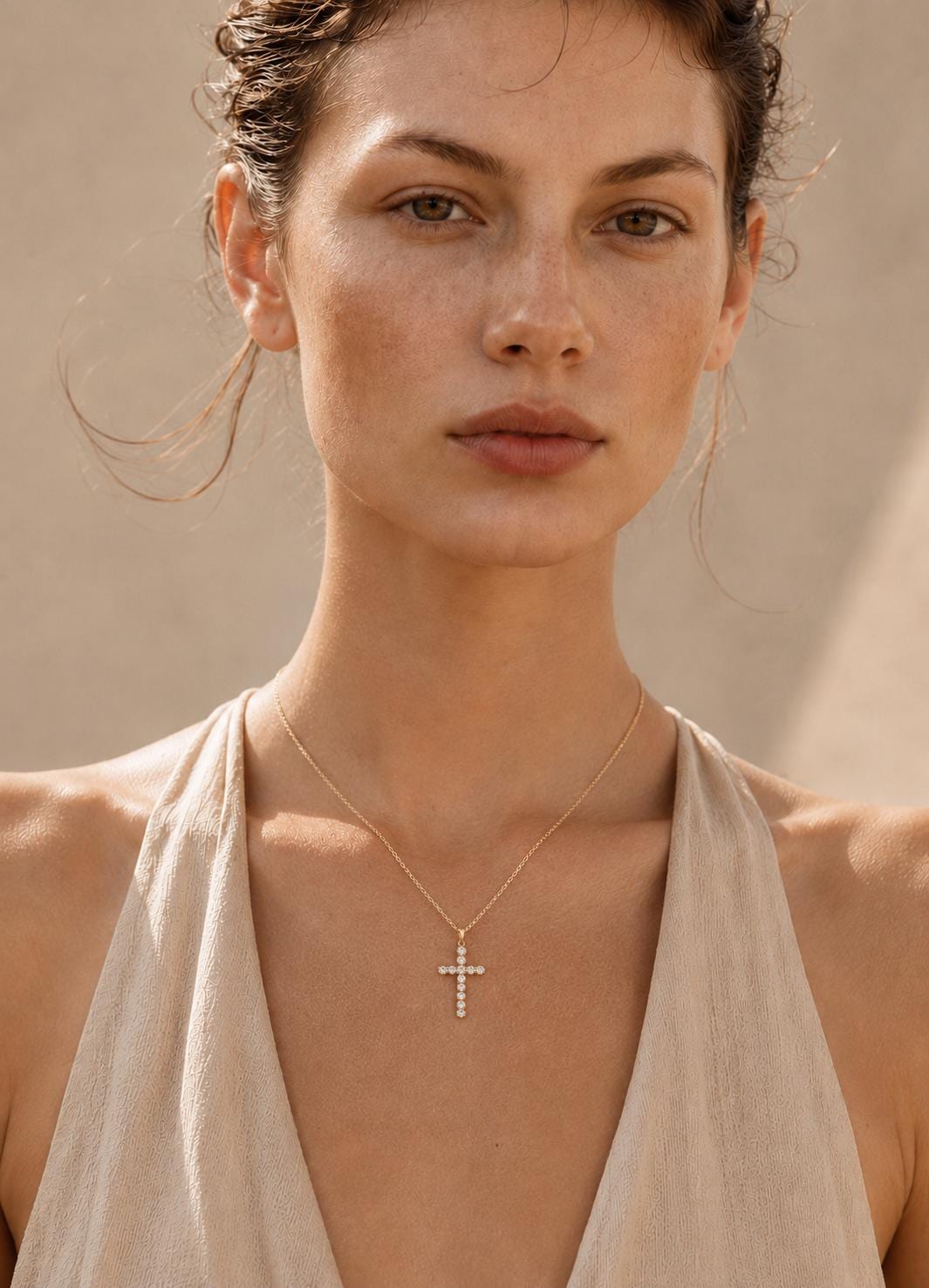 Dainty Gold Plated Stainless Steel Cross Necklace