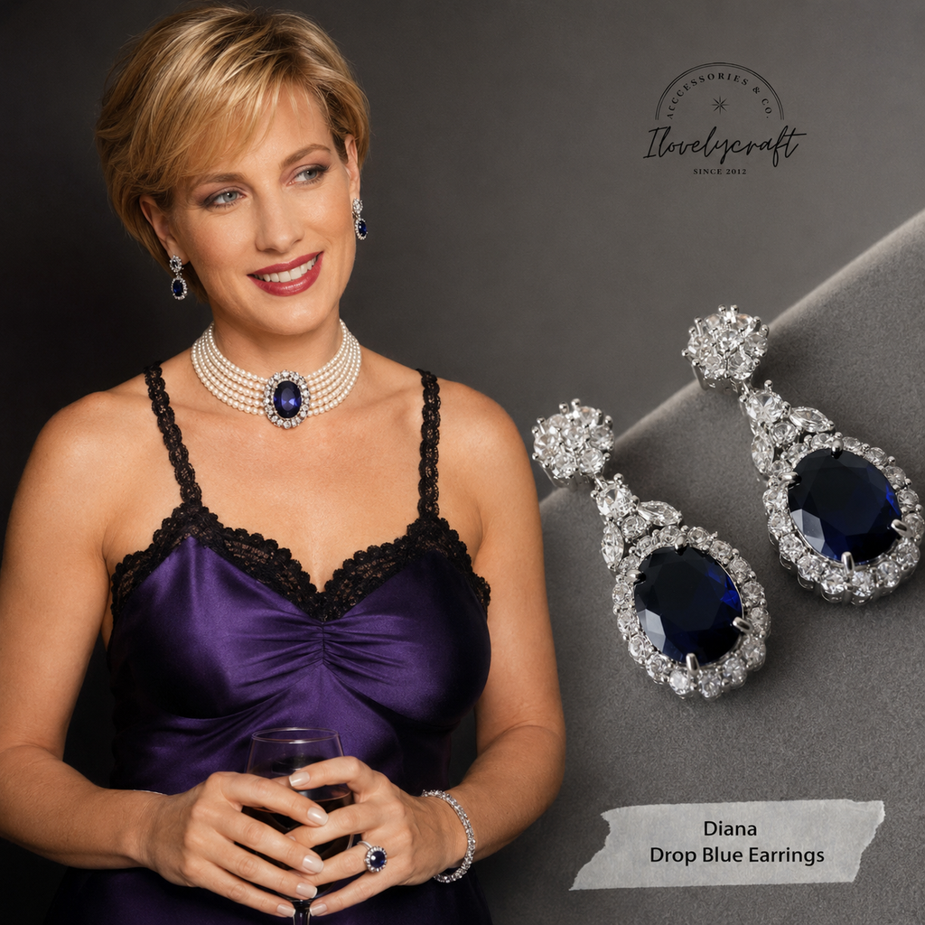 Prinzessin Dianas Choker mit blauem Saphir und Perlen
