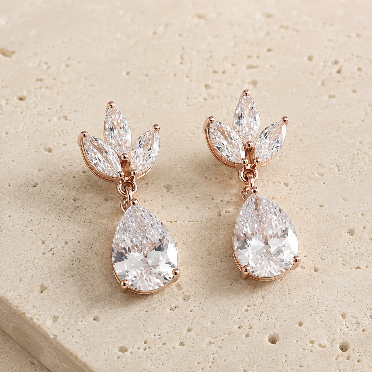 Dainty Teardrop Bridal Earrings & Necklace Set