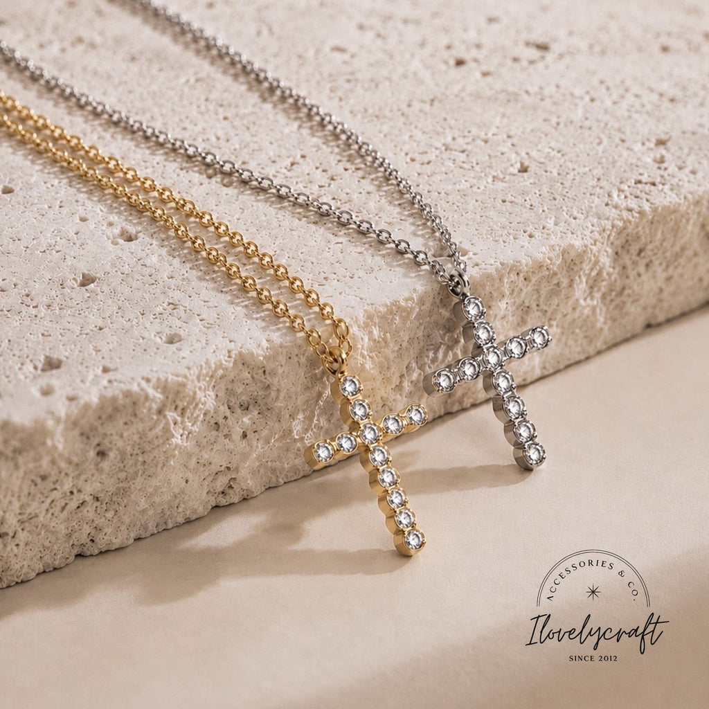 Dainty Gold Plated Stainless Steel Cross Necklace