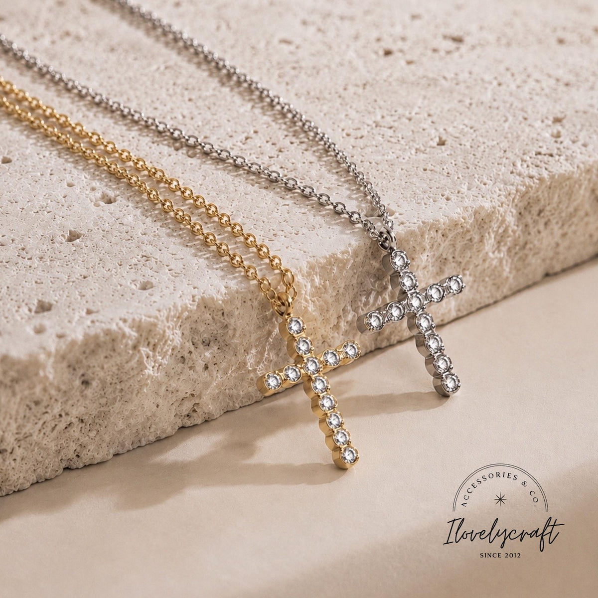 Dainty Gold Plated Stainless Steel Cross Necklace