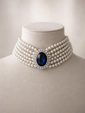 Princess Diana Blue Sapphire Pearl Choker Necklace