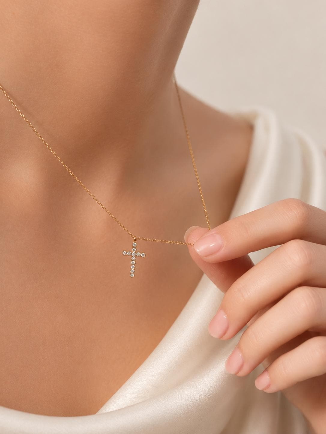 Dainty Gold Plated Stainless Steel Cross Necklace