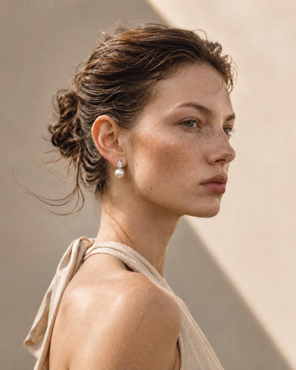 Minimalist Pearl Stud Earrings with cubic zirconia