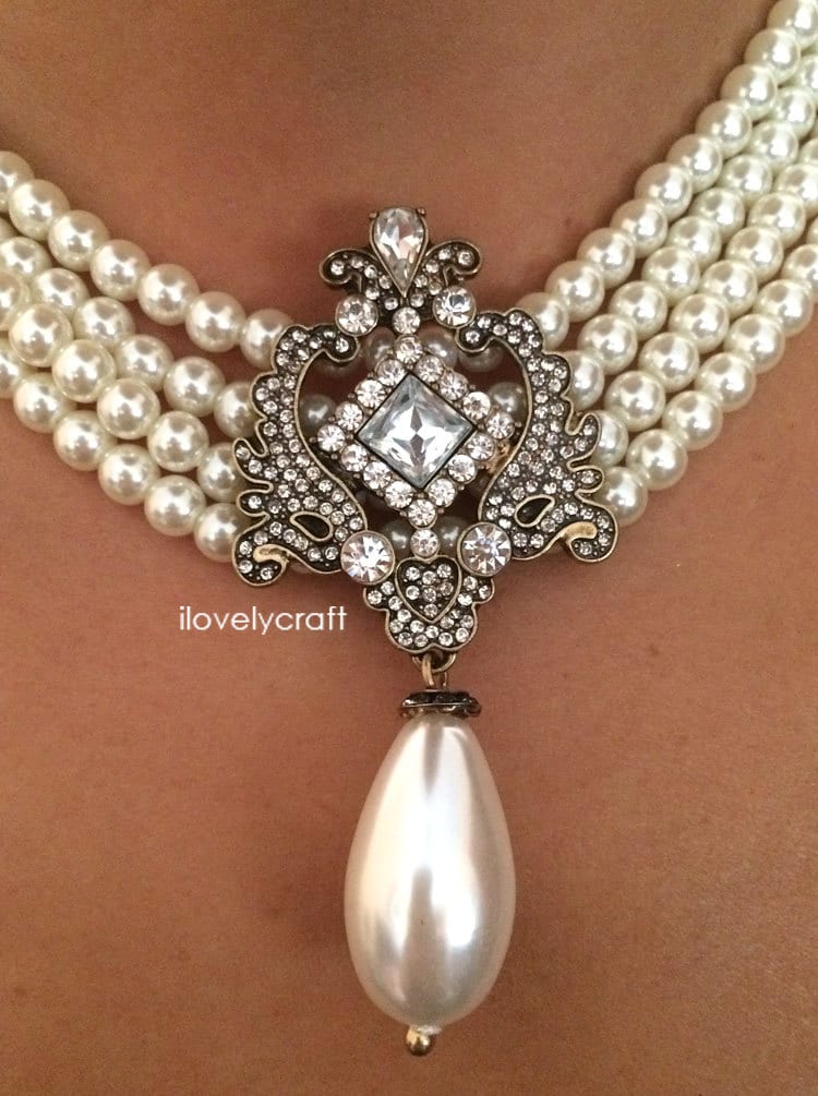 Baroque Pearl Necklace Four Strand Pearl Necklace
